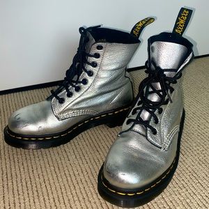 Silver Shiny Genuine Doc Martin Boots